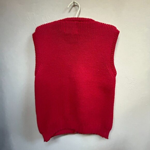 Cape Enrage Womens Size 36 Zip Front 100% Wool Knit Sweater Vest Red Lightweight - Picture 2 of 7